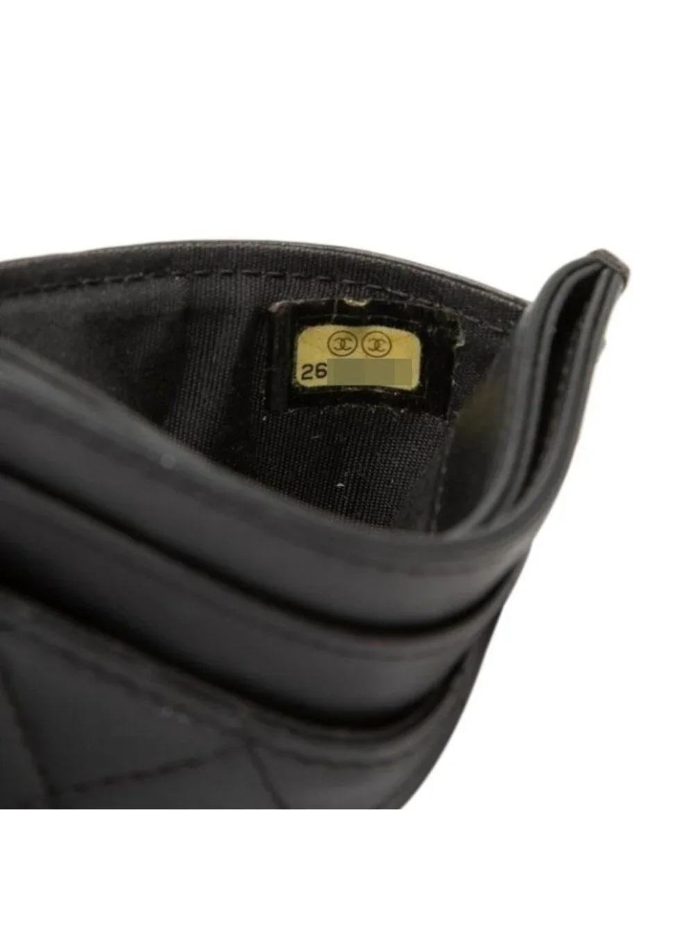 Chanel CC Logo Boy Card Case Black Lambskin
